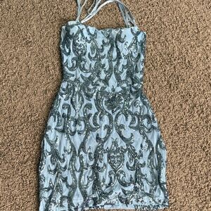 Elegant Sequin Embellished Dress - Silver